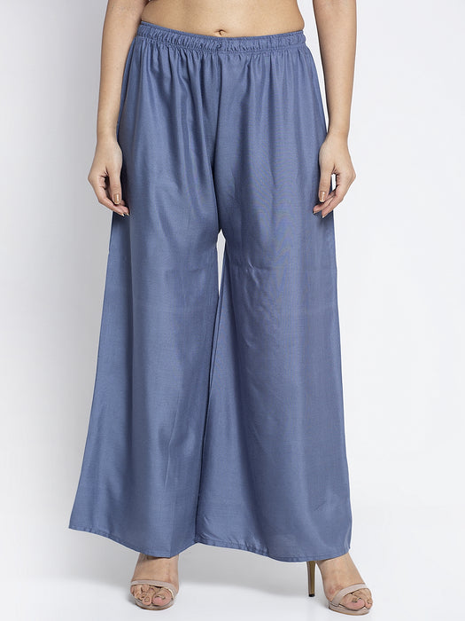 Women Grey Rayon Solid Palazzo
