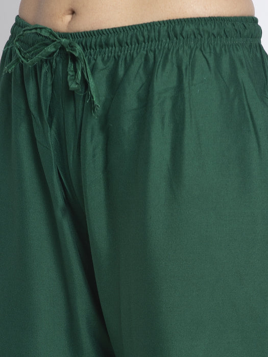 Women Green Rayon Solid Palazzo