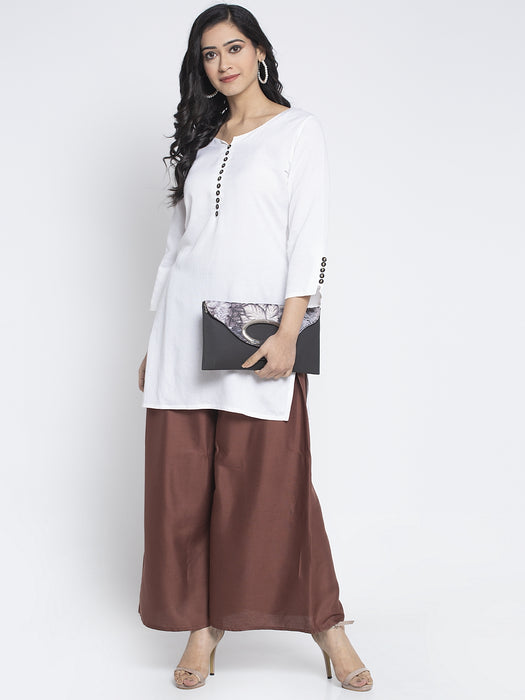 Women Brown Rayon Solid Palazzo