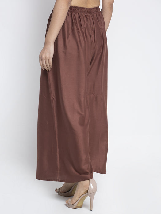Women Brown Rayon Solid Palazzo