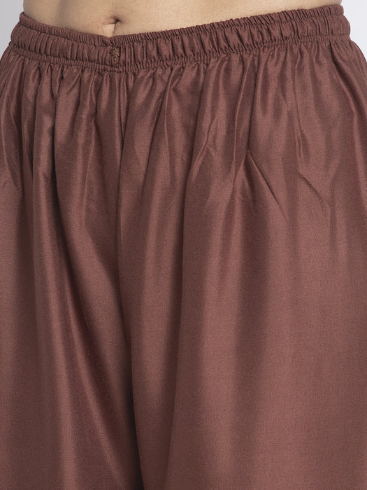 Women Brown Rayon Solid Palazzo