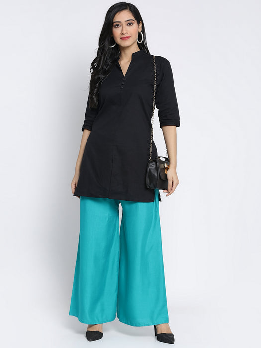 Women Sea Green Rayon Solid Palazzo