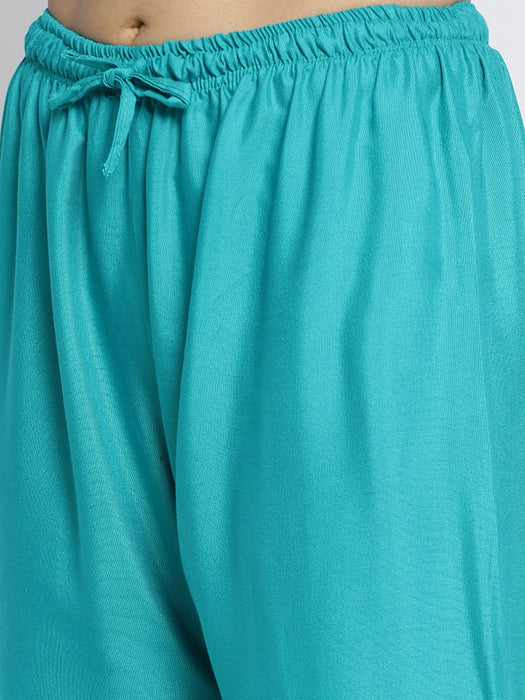 Women Sea Green Rayon Solid Palazzo