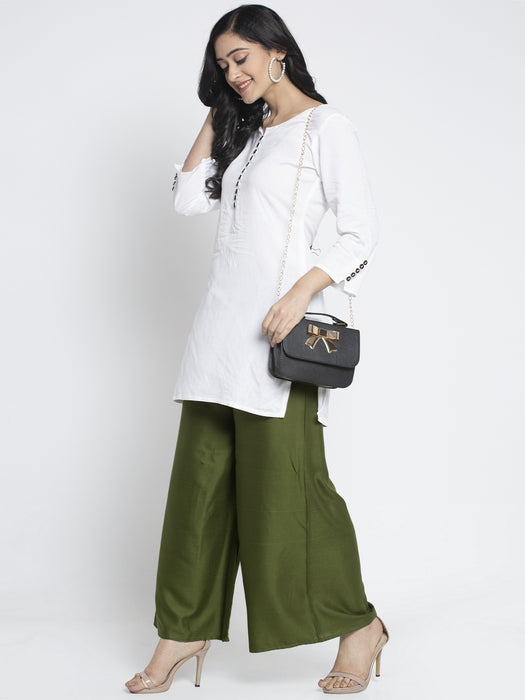 Women Mahendi Rayon Solid Palazzo