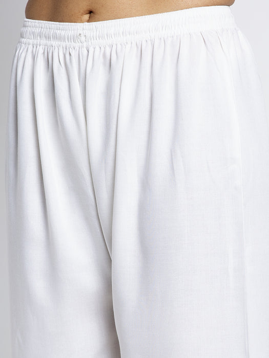Women Off White Rayon Solid Palazzo