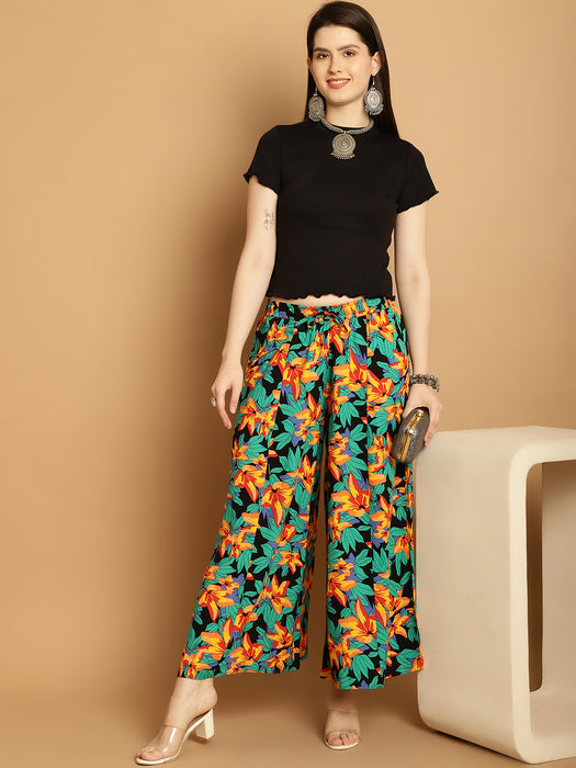 Women Multicolored print Rayon Flower print palazzo 41