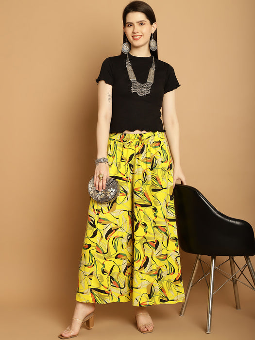 Women Multicolored print Rayon Flower print palazzo 61