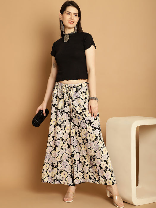 Women Multicolored print Rayon Flower print palazzo 81