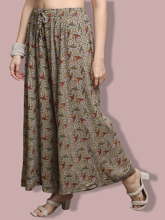 Women multi color Rayon Abstract Printed Palazzo