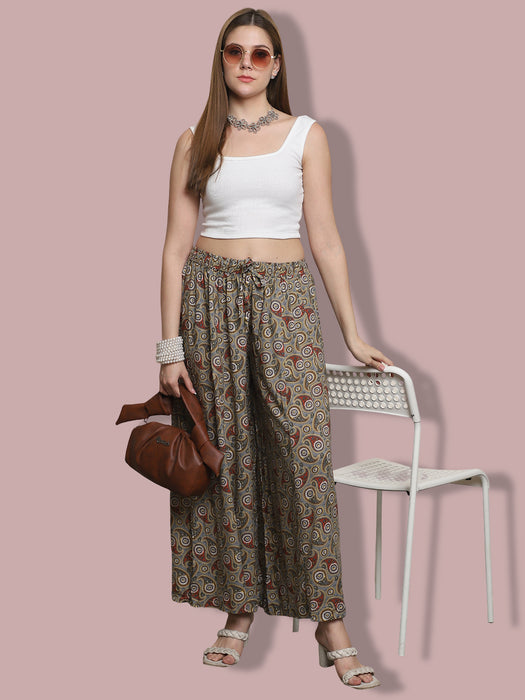 Women multi color Rayon Abstract Printed Palazzo