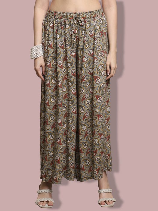 Women multi color Rayon Abstract Printed Palazzo