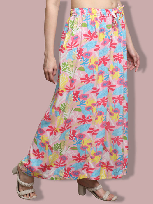Women multi color Rayon Flower Printed Palazzo