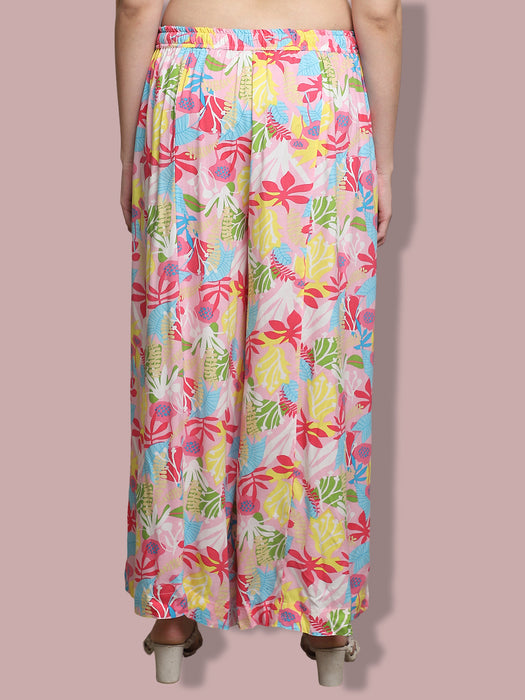Women multi color Rayon Flower Printed Palazzo