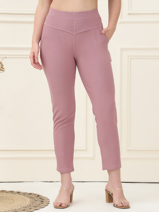 Women Purple Skinny fit Lycra polyster spandex Jegging with Side pocket