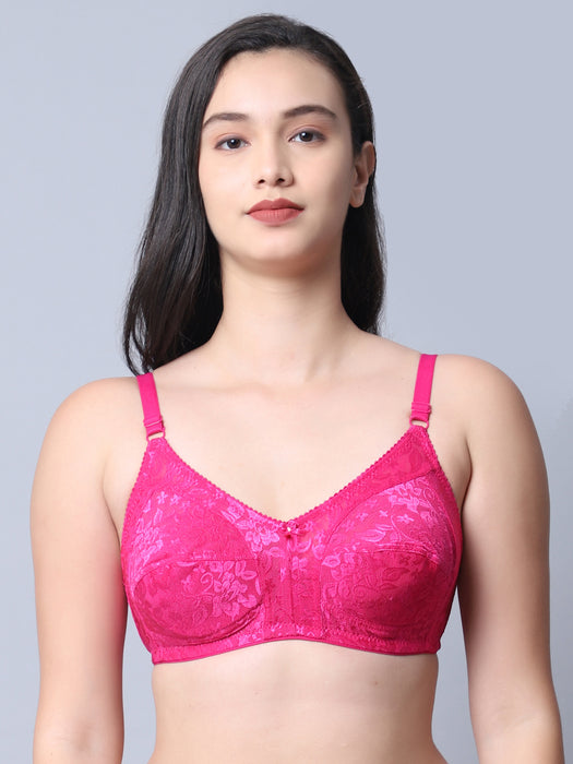 Women Pink Self Design Nylon With Net Bra