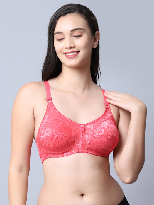 Women Peach Self Design Nylon With Net Bra