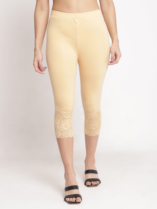Women Skin 100% cotton Lycra Net Capri