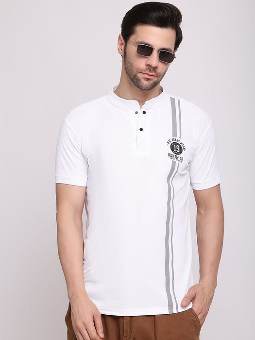 Men White Dry fit Polyester Classic polo collar with structured stitching T-shirt