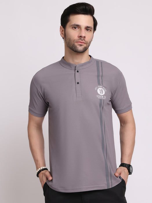 Men Grey Dry fit Polyester Classic polo collar with structured stitching T-shirt