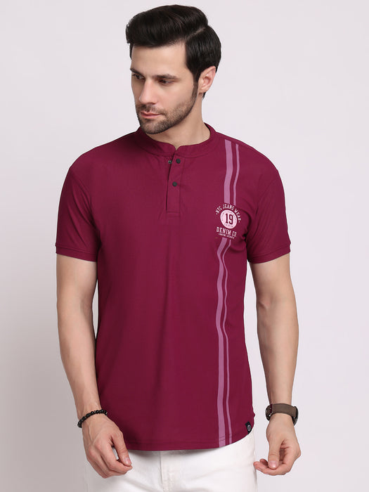 Men Purple Dry fit Polyester Classic polo collar with structured stitching T-shirt