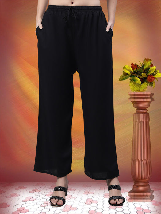 Women Black Flaired side pocket palazzo