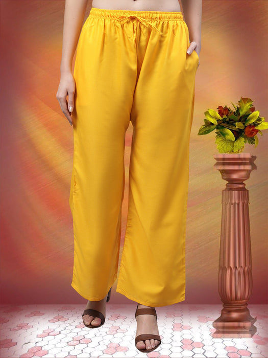 Women Yellow Flaired side pocket palazzo