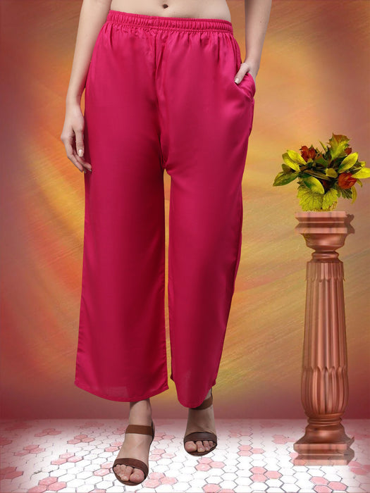 Women Pink Flaired side pocket palazzo