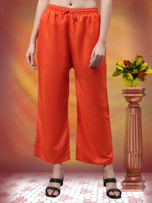 Women Orange Flaired side pocket palazzo