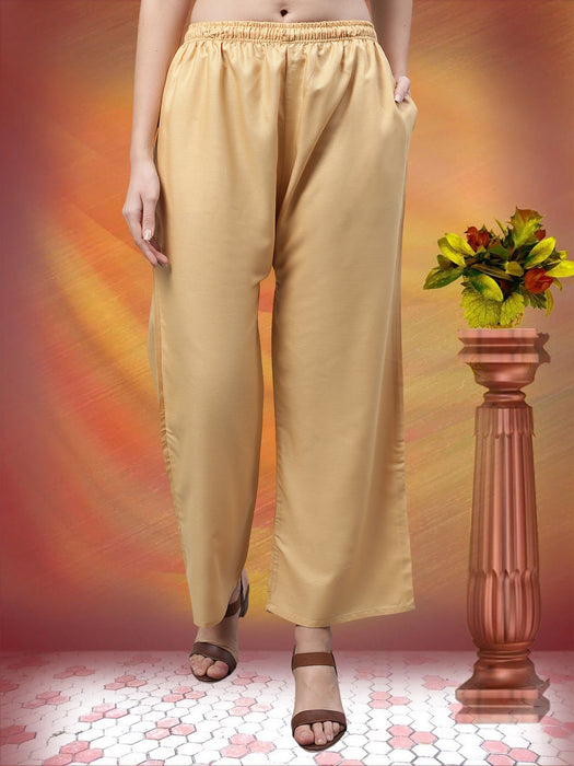 Women Beige Flaired side pocket palazzo