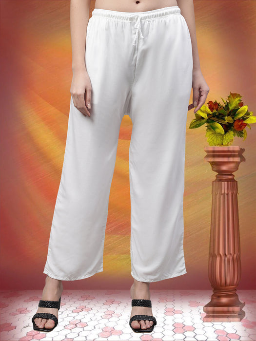 Women Off White Flaired side pocket palazzo