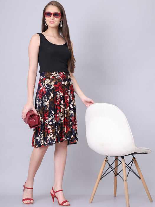 Women Multi color Flower Printed Skirt