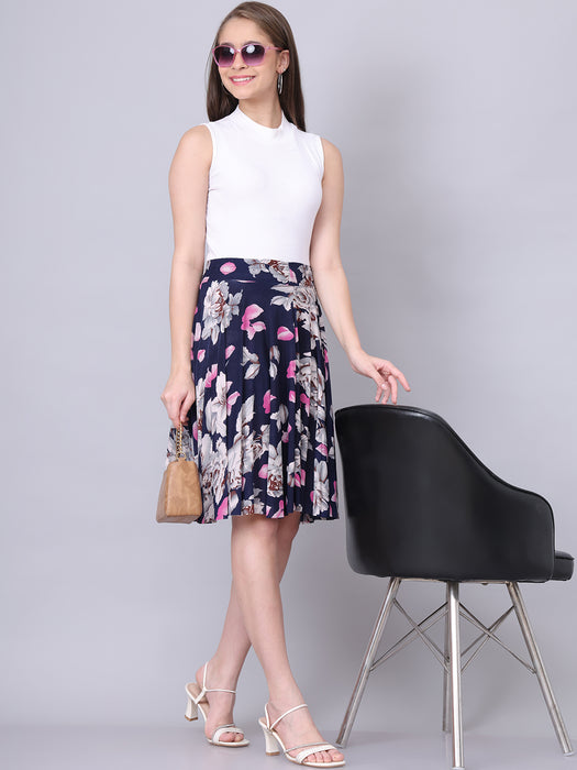 Women Multi color Leaves Printed Skirt