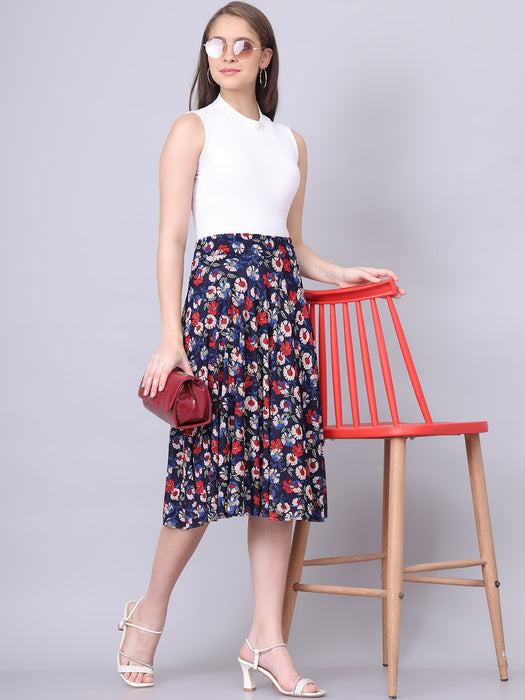 Women Multi color Flower Printed Skirt