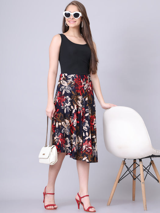 Women Multi color Flower Printed Skirt