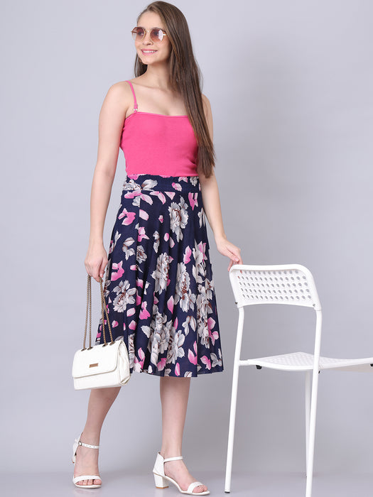 Women Multi color Leaves Printed Skirt
