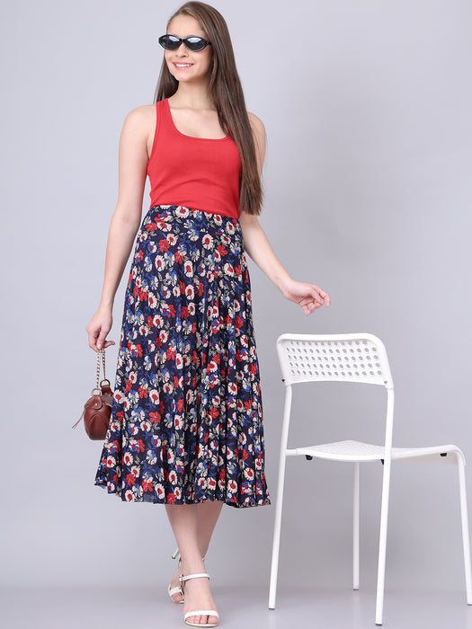Women Multi color Flower Printed Skirt
