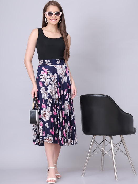 Women Multi color Leaves Printed Skirt