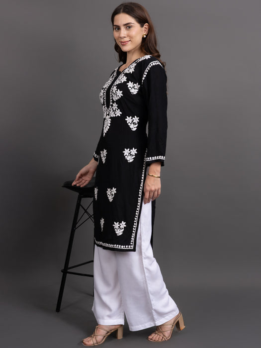 Women White Viscose Rayon Parallel Pocket Palazzo