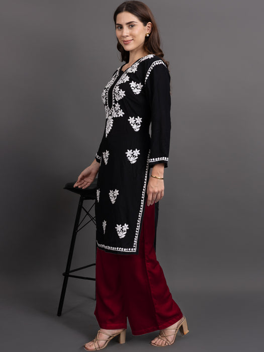 Women Maroon Viscose Rayon Parallel Pocket Palazzo