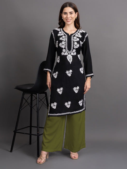 Women Olive Viscose Rayon Parallel Pocket Palazzo