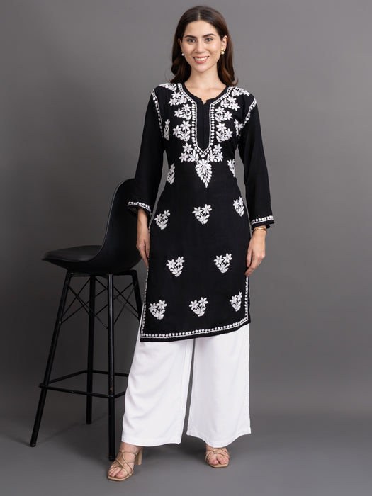 Women Off White Viscose Rayon Parallel Pocket Palazzo