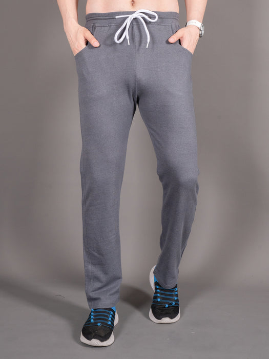 Men Grey Solid Front pocket Straight fit joggers