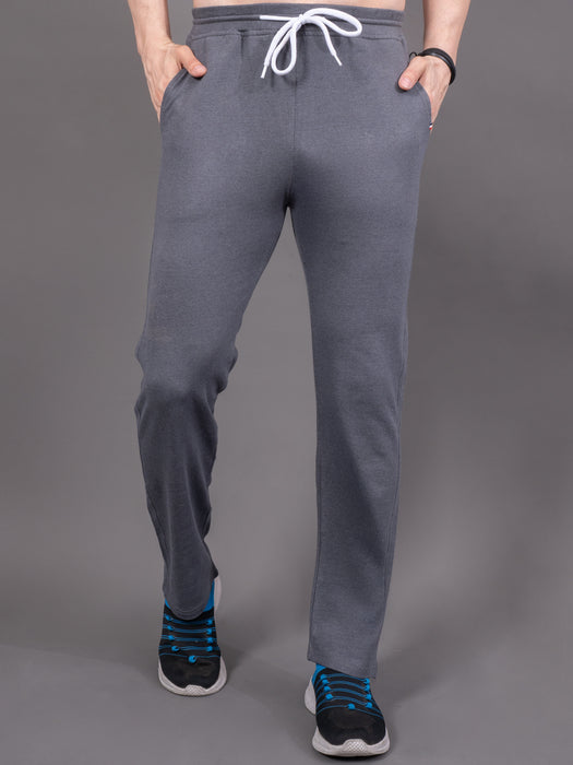 Men Grey Solid Cross side pocket Straight fit joggers