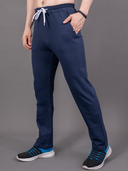 Men Navy Blue Solid Cross side pocket Straight fit joggers