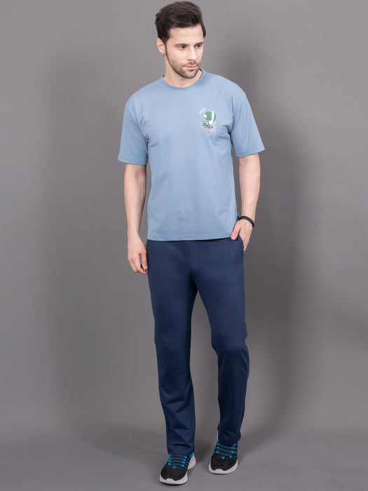 Men Navy Blue Solid Cross side pocket Straight fit joggers