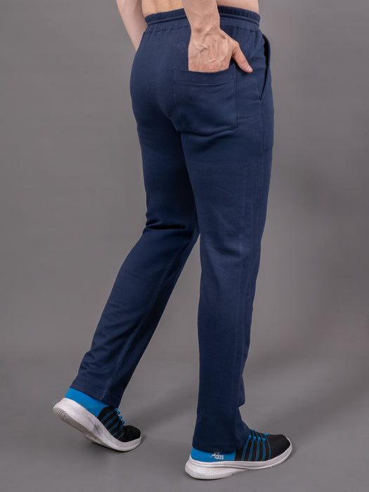 Men Navy Blue Solid Cross side pocket Straight fit joggers