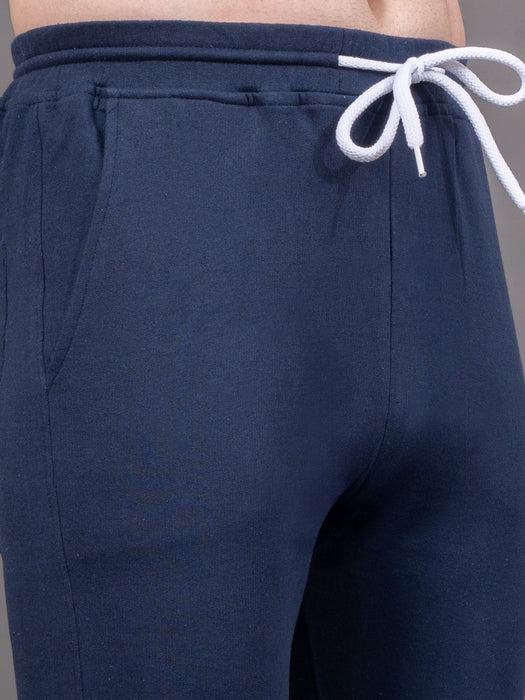 Men Navy Blue Solid Cross side pocket Straight fit joggers
