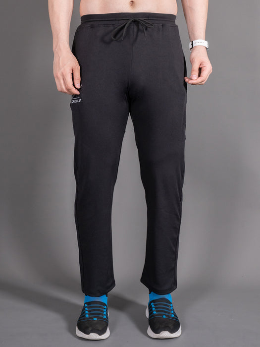Men Black Self Design Cross pocket Straight fit joggers
