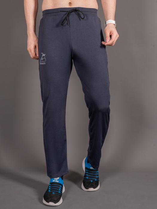 Men Grey Self Design Cross pocket Straight fit joggers