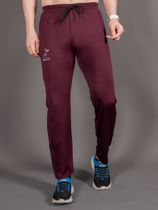 Men Maroon Self Design Cross pocket Straight fit joggers